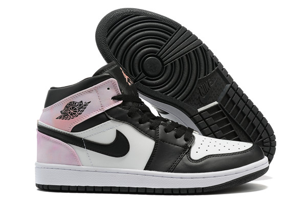 Women's Running Weapon Air Jordan 1 Pink/White/Black Shoes 163